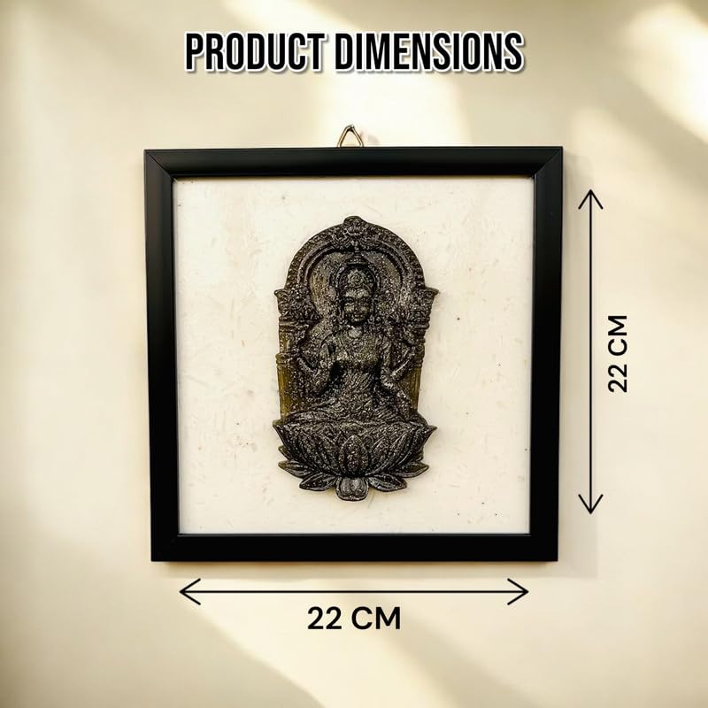 Home Decor Goddess Laxmi Pyrite 3D Frame with Selenite Healing